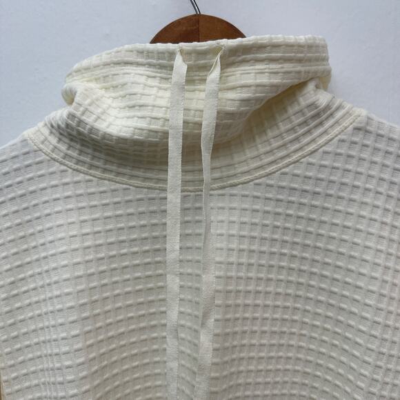 Max Studio Cream Textured Hoodie Small Waffle Knit Pullover Retail $98 Top Shirt - Picture 1 of 9